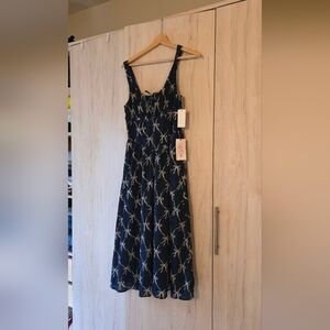 Crystal Doll Navy Maxi Dress with White Bows